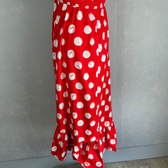 Plenty by Tracy Reese size M midi dress hi low ruffle red polka dot halter - Picture 8 of 12
